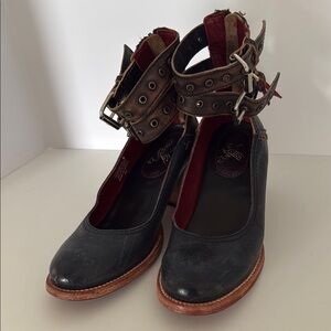 Freebird by Steven Brown and Black Ankle Boots with Buckle Straps